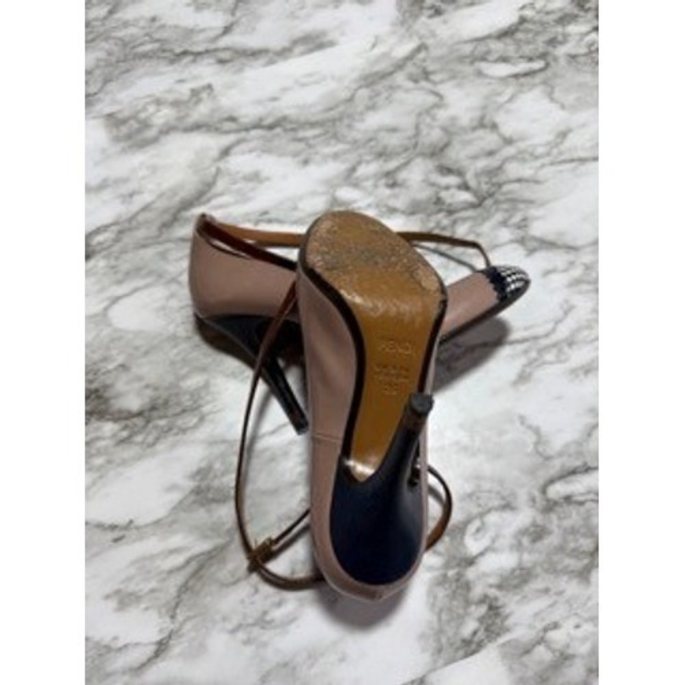 Fendi Multicolor Leather Checkered Cap Toe Ankle Strap Pumps Heels - Picture 8 of 8